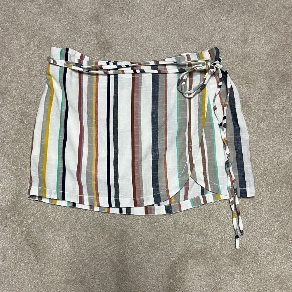 Free People Beach Skirt Striped Multicolor Cotton Wrap w/shorts